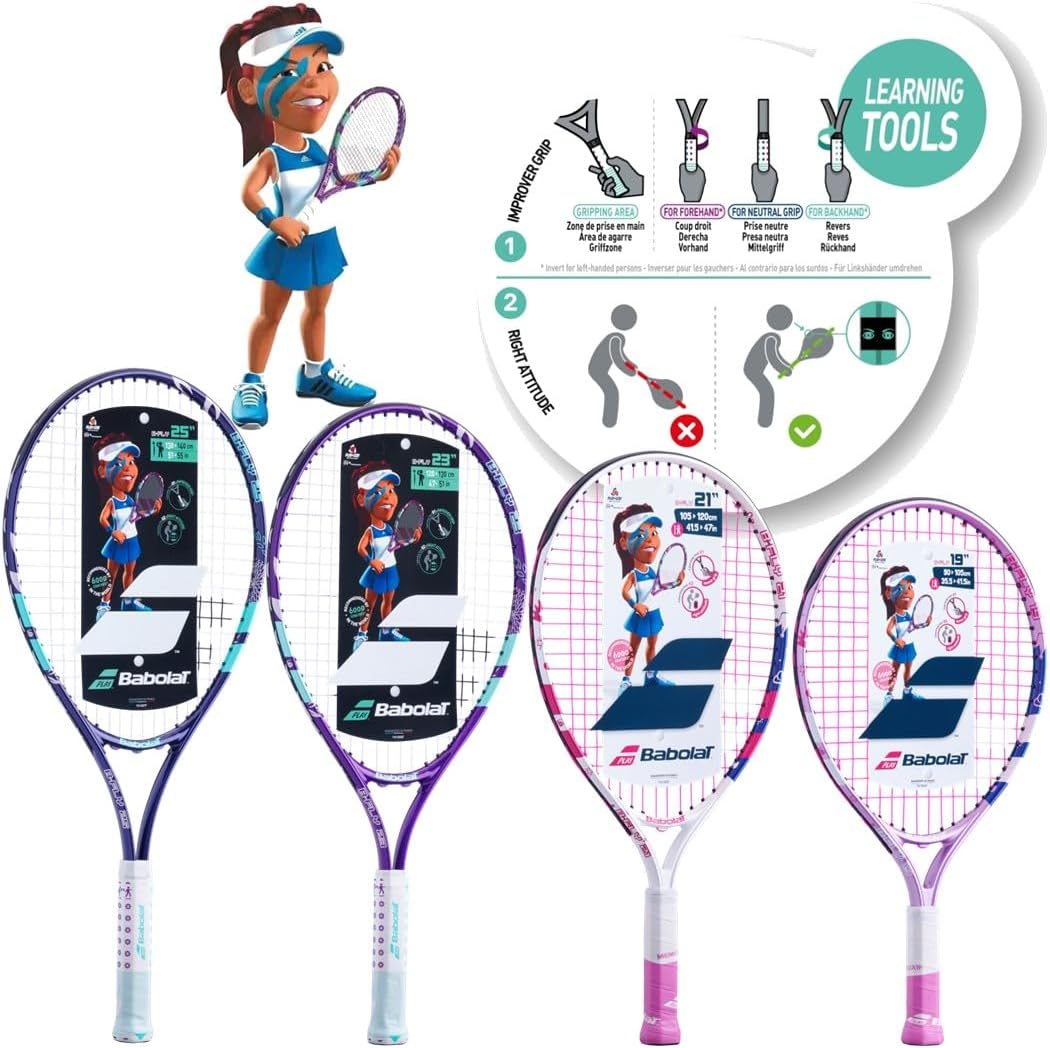 Babolat B'Fly Tennis Racquet Bundled with 3 Overgrips and 3 Pink Tennis Balls