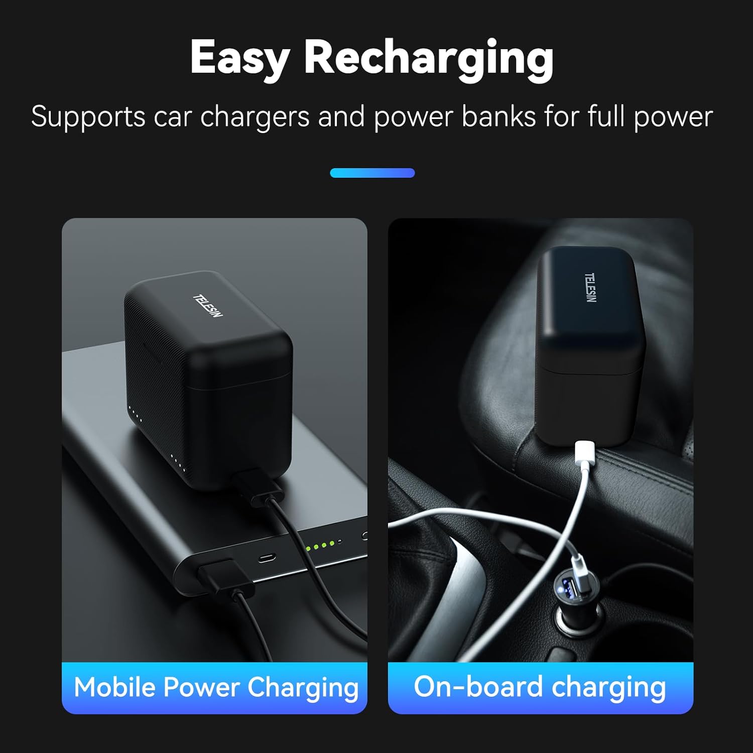 TELESIN Battery Charger for Insta360 X3 Accessories with Micro SD Card Slots and USB Type C Cable, 2-Channel Quick Battery Charging Case Storage Station, Fast Charge Up to 100% in 65 Minutes PD3.0