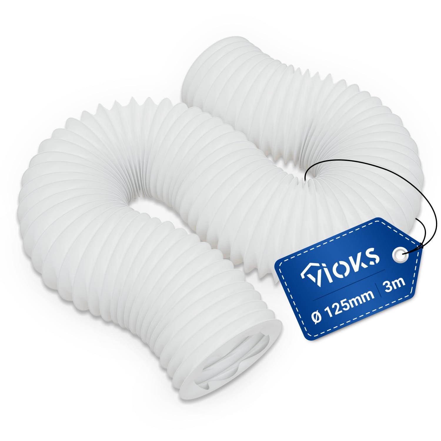 VIOKS 3 m wąż powietrza wylotowego wąż do systemów odprowadzania powietrza wylotowego Średnica: 125 mm 12,5 cm Długość węża: 3,0 metra