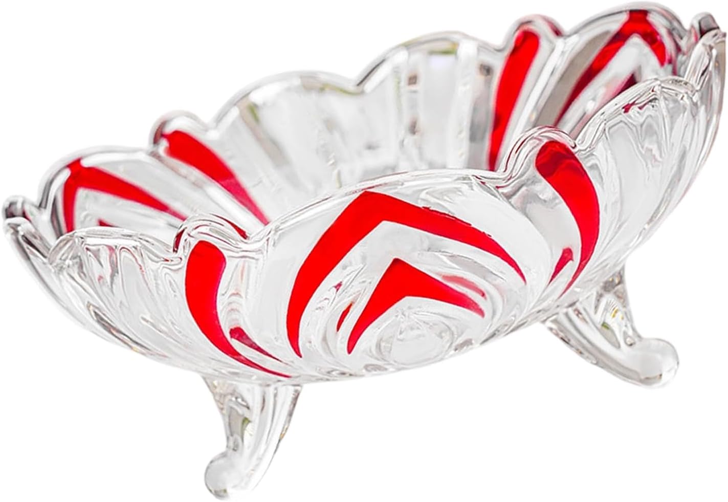 Glass Serving Bowl with Three Leg Base for Secure Storage Presentation Glass Centerpiece Bowl for Table