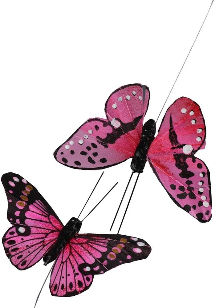 Uniquer 12Pcs Butterfly Design Decorations,3D Feather Butterflies Shape Picks,Flower Arrangements Tool for Crafts DIY