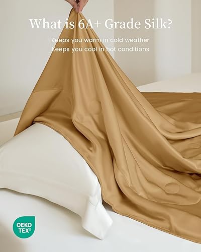 Miniatura 5 de THXSILK Manta 100% seda para camasofá, colcha acolchada de seda larga de grado superior, suave y acogedora (oro metálico, 53 x 70 pulgadas)