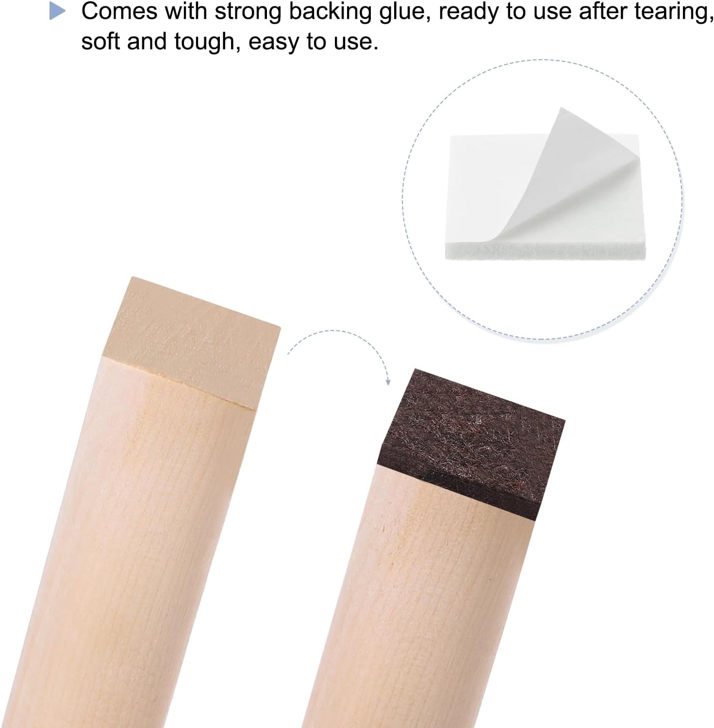 MECCANIXITY 24pcs Square Felt Furniture Pads, 1.6x1.6 Inch Small Felt Chair Leg Floor Protectors Prevent Scratches Self Adhesive for Furniture Hard Floor, Beige