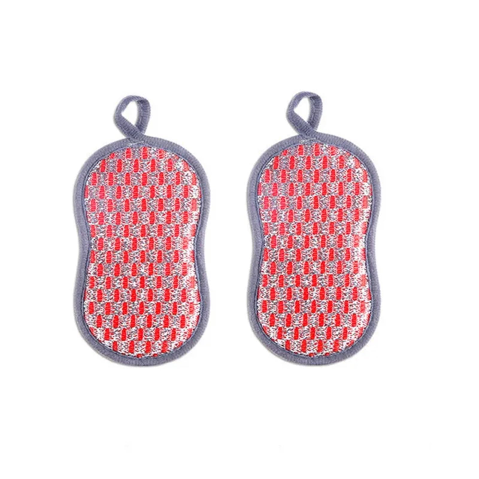 pureza Double-Sided Kitchen Cleaning Sponge Scrubber - Effective Dishwashing & Scouring Pad for All Kitchen Surfaces(Red 2pcs)