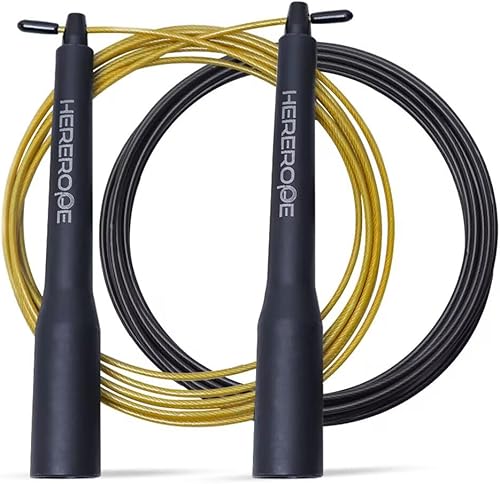 Cuerda de salto de velocidad para hombres y mujeres, cuerda de velocidad Hererope con sistema de rodamiento doble, 2 cables, cuerda de saltar
