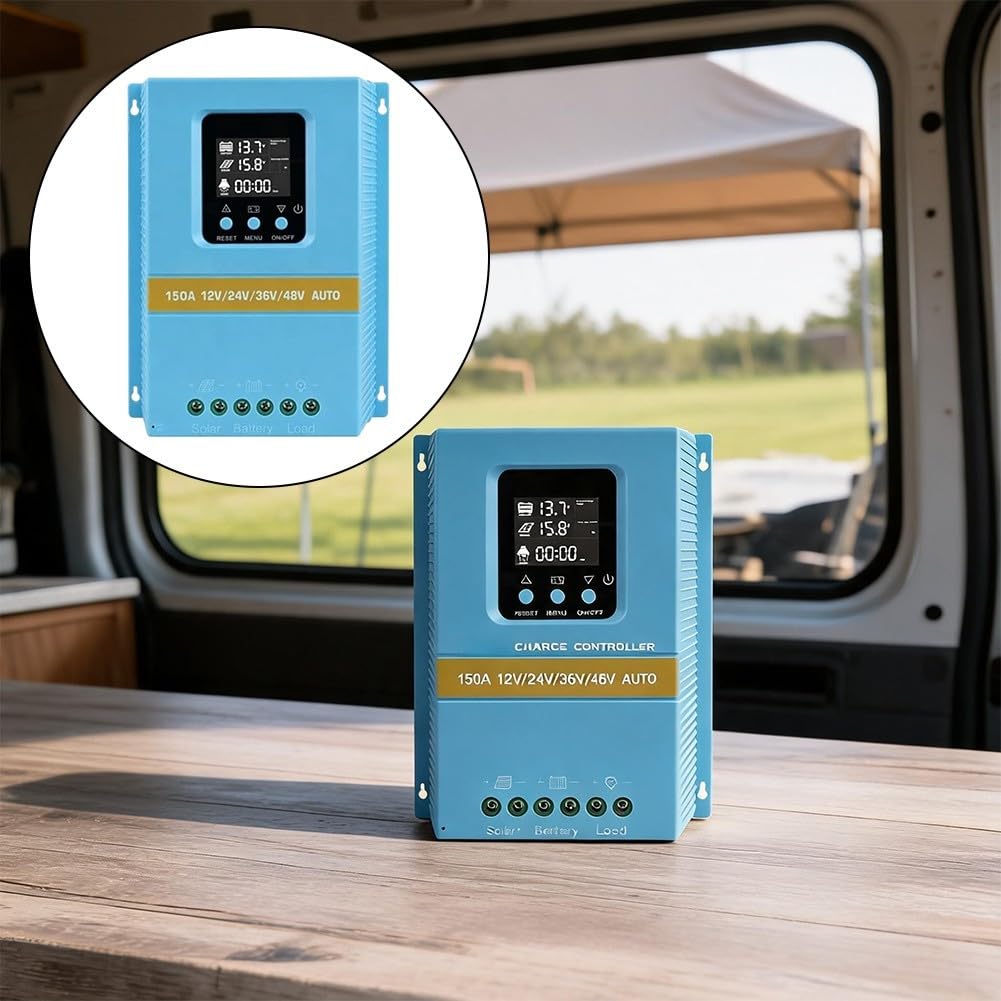 Regolatore di carica solare MPPT 150 A, display LCD, 12 V, 24 V | capacità di corrente di 150 A, monitor LCD in tempo reale, rilevamento automatico della tensione 12-48 V