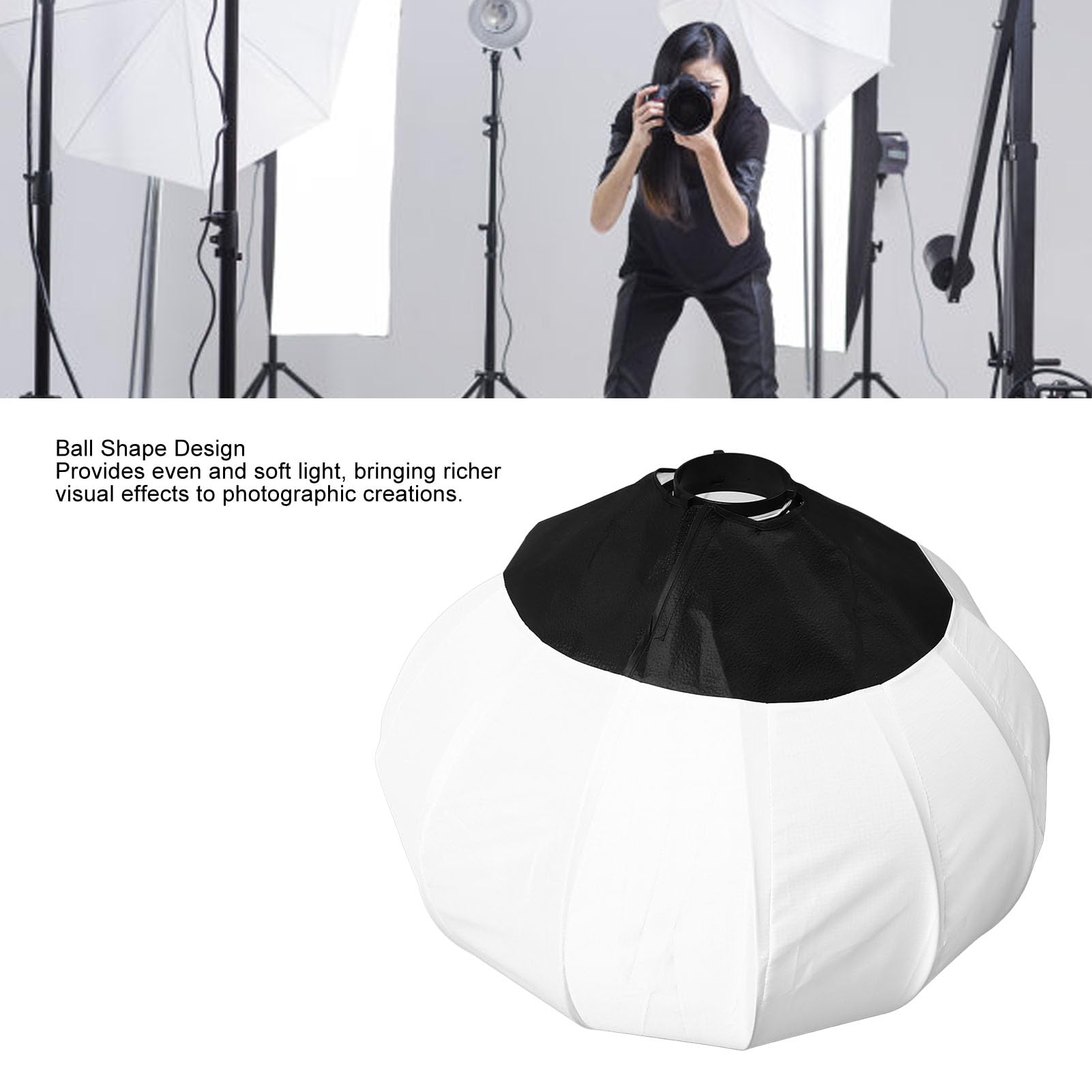 Lantern Softbox Miękki Modyfikator światła, Modyfikator światła Fotograficznego 360° z szybkozłączką, Składany Softbox w Kształcie Kuli o Przekątnej 25,6 Cala z Mocowaniem Bowens