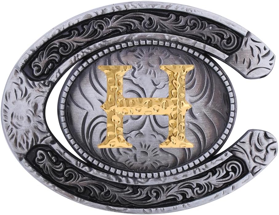 Western Gürtelschnalle Mit Türkis - Initialen ABC Bis Z Für Cowboy Style