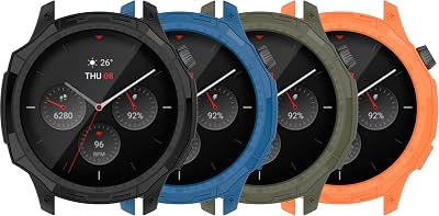 Protector Cover Compatible with Amazfit GTR 4 Case Soft TPU Watch Case Lightweight Rugged Anti-Scratch Bumper Protective Shell SmartWatch Accessory for Amazfit GTR 4,Black&Blue&DeepGreen&Orange