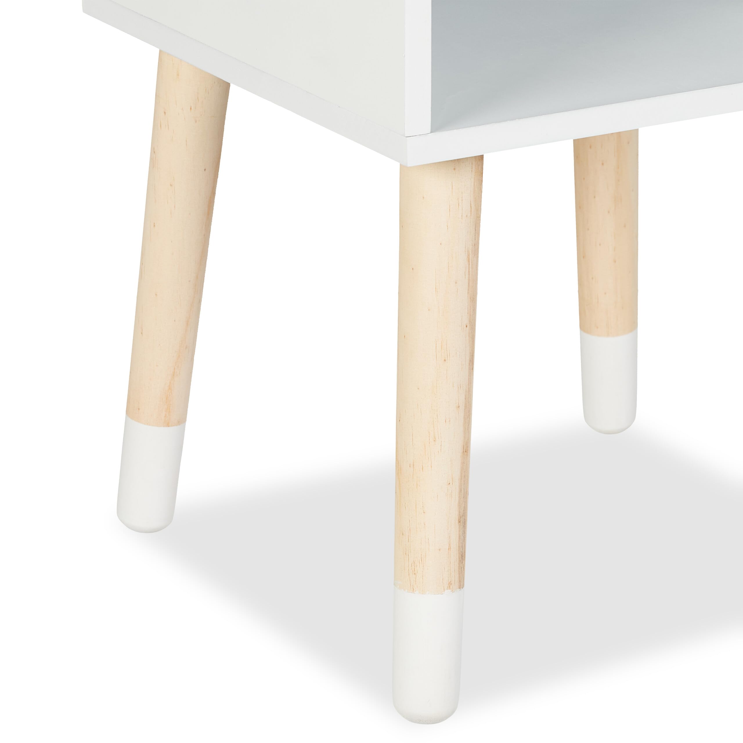 Relaxdays Table de Chevet, pour l'enfant, Case Pratique, Bois de pin et MDF, 4 Pieds, HLP 40x30x30 cm, Blanc et Nature