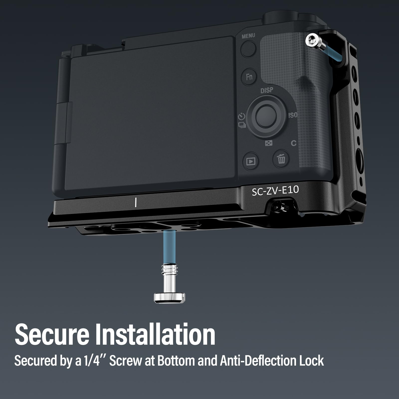 SIRUI ZV-E10 Cage with Silicone Hand Grip, Camera Cage for Sony ZV-E10 with Built-in Quick Release Plate for Arca-Swiss - Image 4