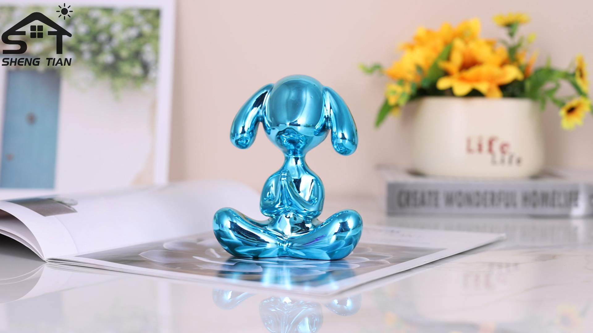 Estatua Decorativa de Perro Meditando Azul para Escritorio miniatura 7