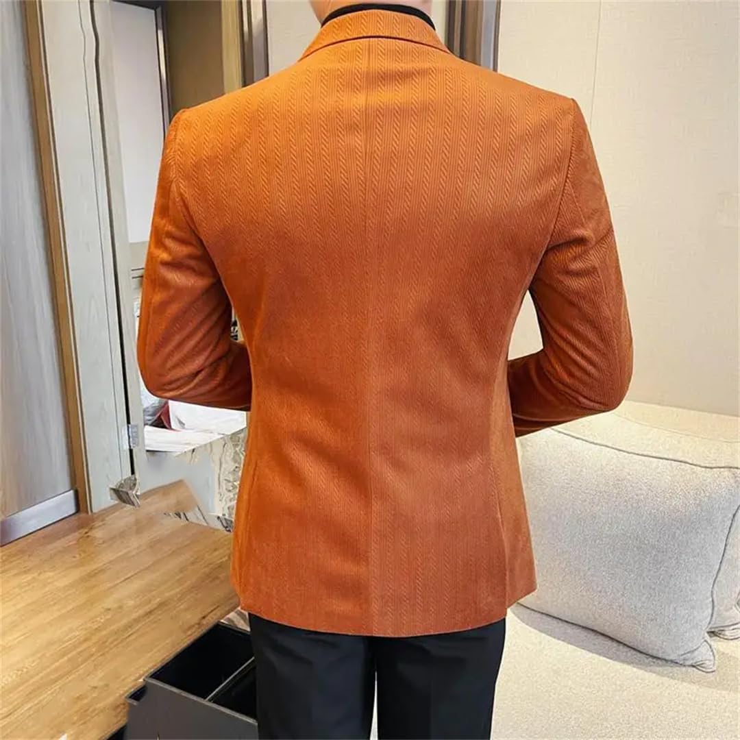 Men Luxury Corduroy Suit Jacket Business Casual Wedding Blazer Jacket