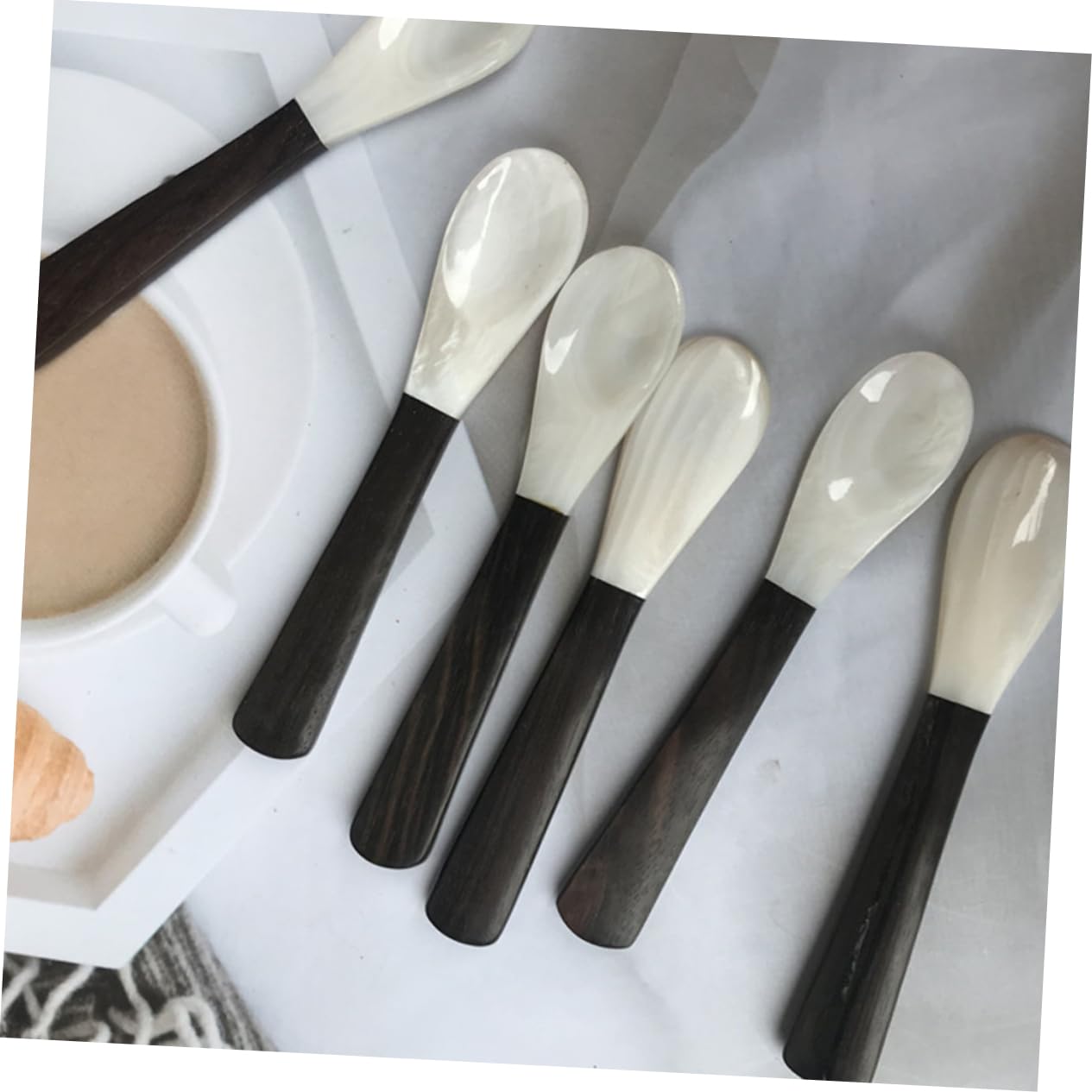 Zerodeko 6pezzi Cucchiai Da Caffè Naturale Da Design Elegante e Linee Fluide Perfetti Per Dessert e Caffè Per Bar e Caffetterie