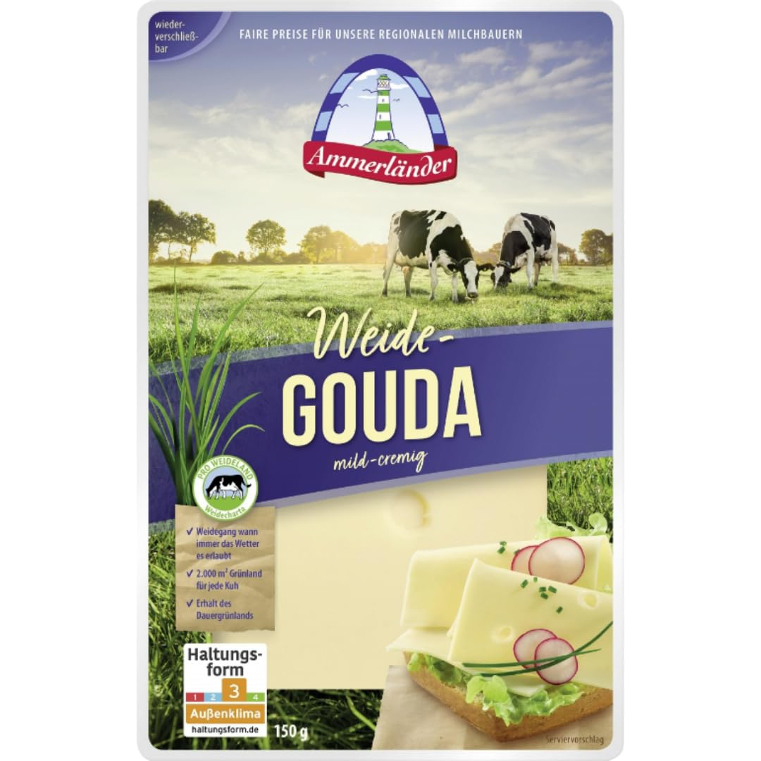 Ammmerlander Weide-Gouda mild-cremig Gouda Käse 150 gramm, 4er