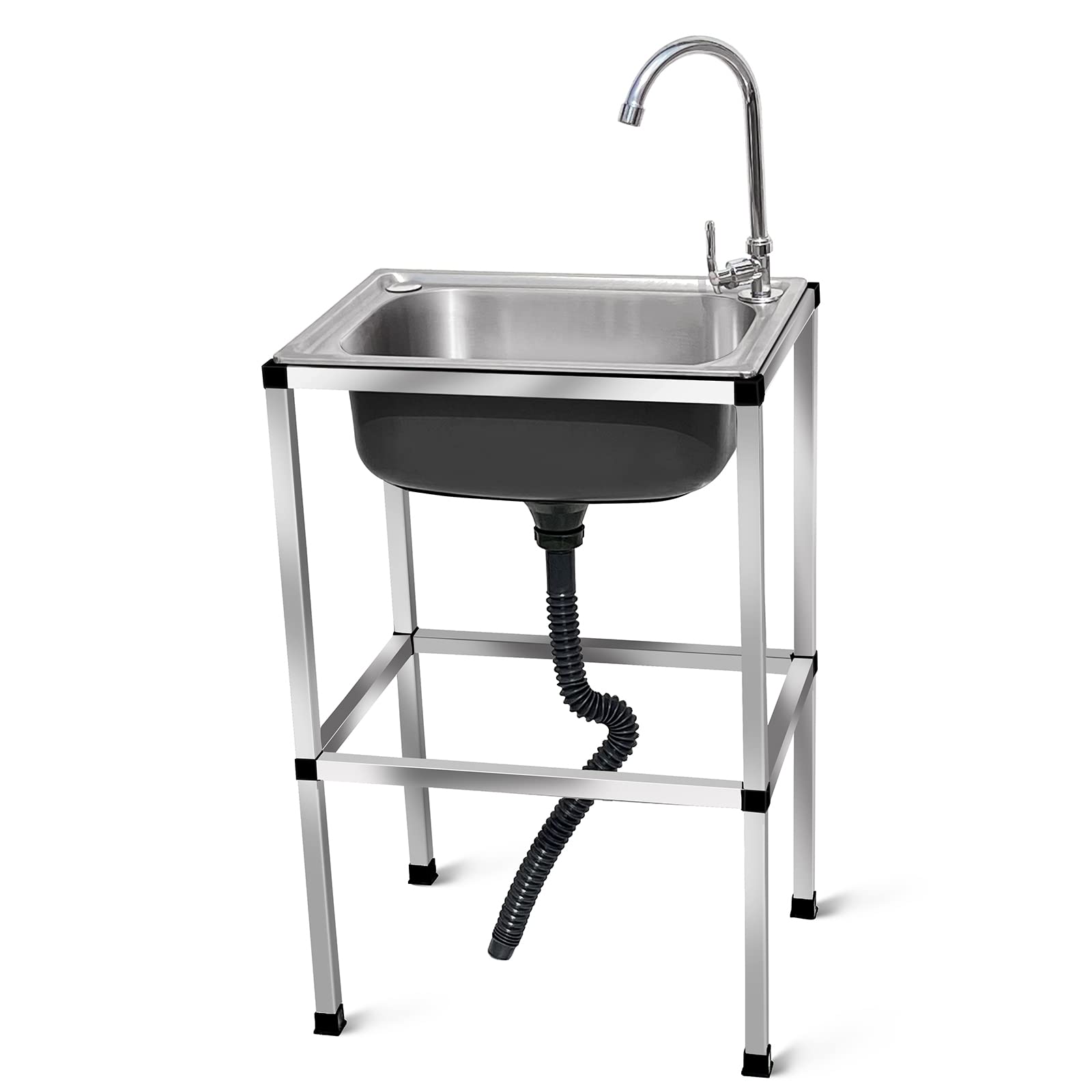 YNIYUJKL 1 Compartment Stainless Steel Sink Commercial Kitchen Prep Utility Sink Freestanding Single Bowl Laundry Tub Culinary Sink