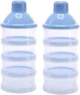 Afufu Formula Dispenser Portable Milk Powder Formula Dispenser Container Pot Box Milk Cans Snack Storage Box for Travel and Outdoor Activities 4-Layer, BPA Free(2 Pack)