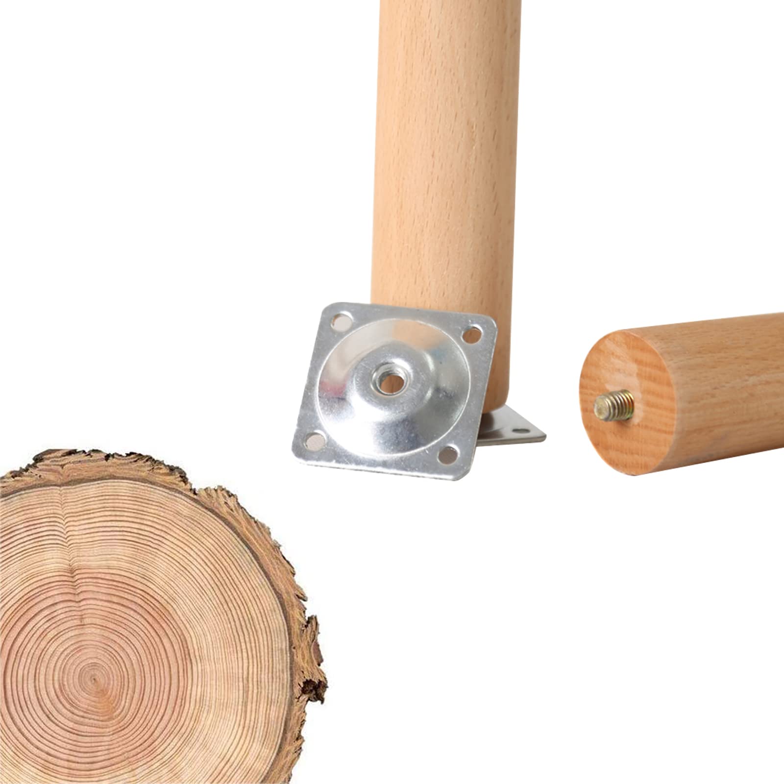 4X Patas De Muebles De Madera Maciza, cónicas Patas de Repuesto de Madera Maciza con Placa de Montaje y Tornillos, para sofá, TV, Armario, Cama, Mesa de Comedor(Size:70cm/27.6in)
