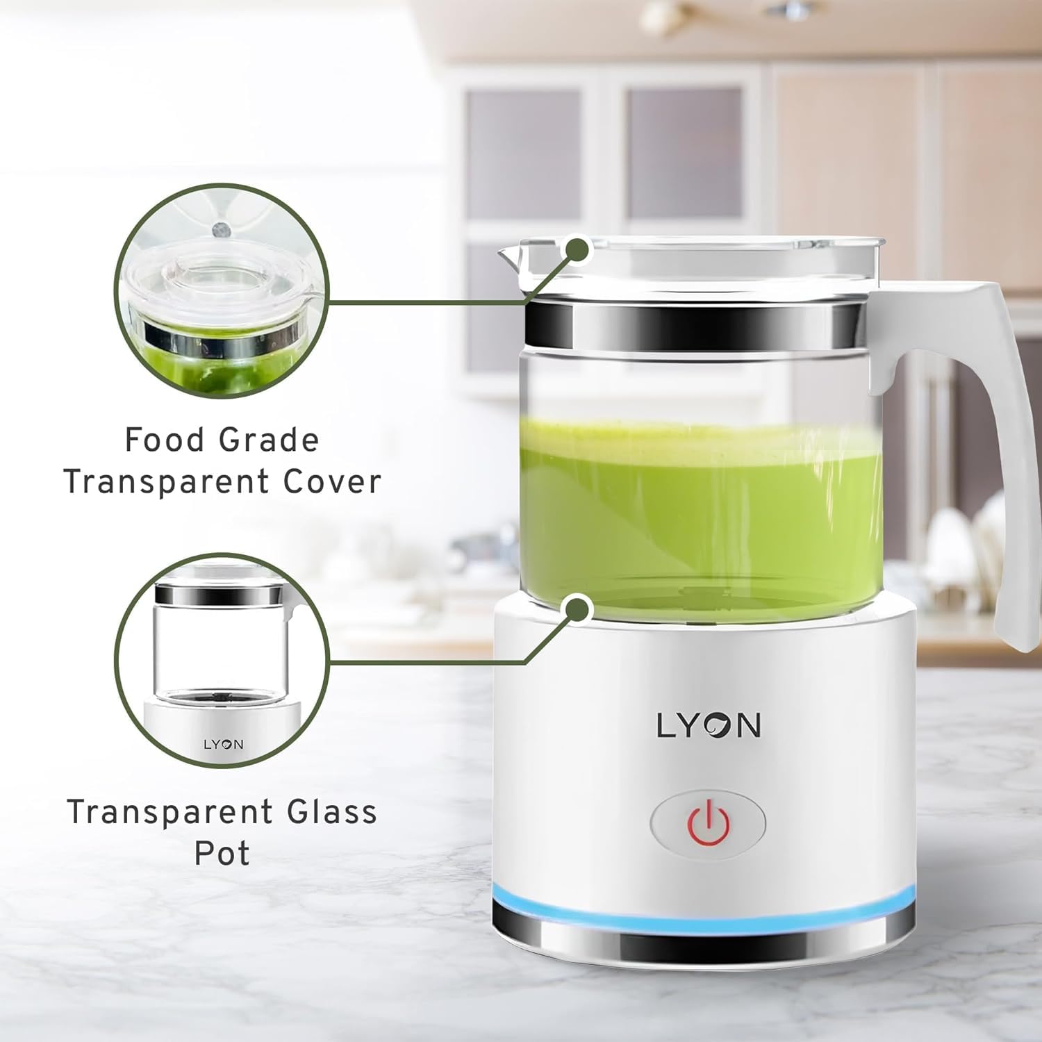 Macchina per tè Matcha, bollitore elettrico per tè e schiuma, macchina per il tè con un tocco, bollitore per tè matcha caldo o freddo, bollitore in vetro, esperienza di produzione del tè