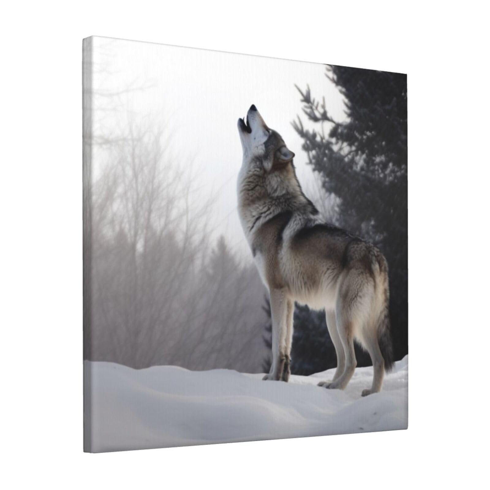 KLOPH howling wolf Canvas Wall Art for Living Room 12"x12" Modern Artwork Painting for Bathroom Hanging Canvas Prints Aesthetic Wallart for Bedroom Kitchen Office Wall Decor