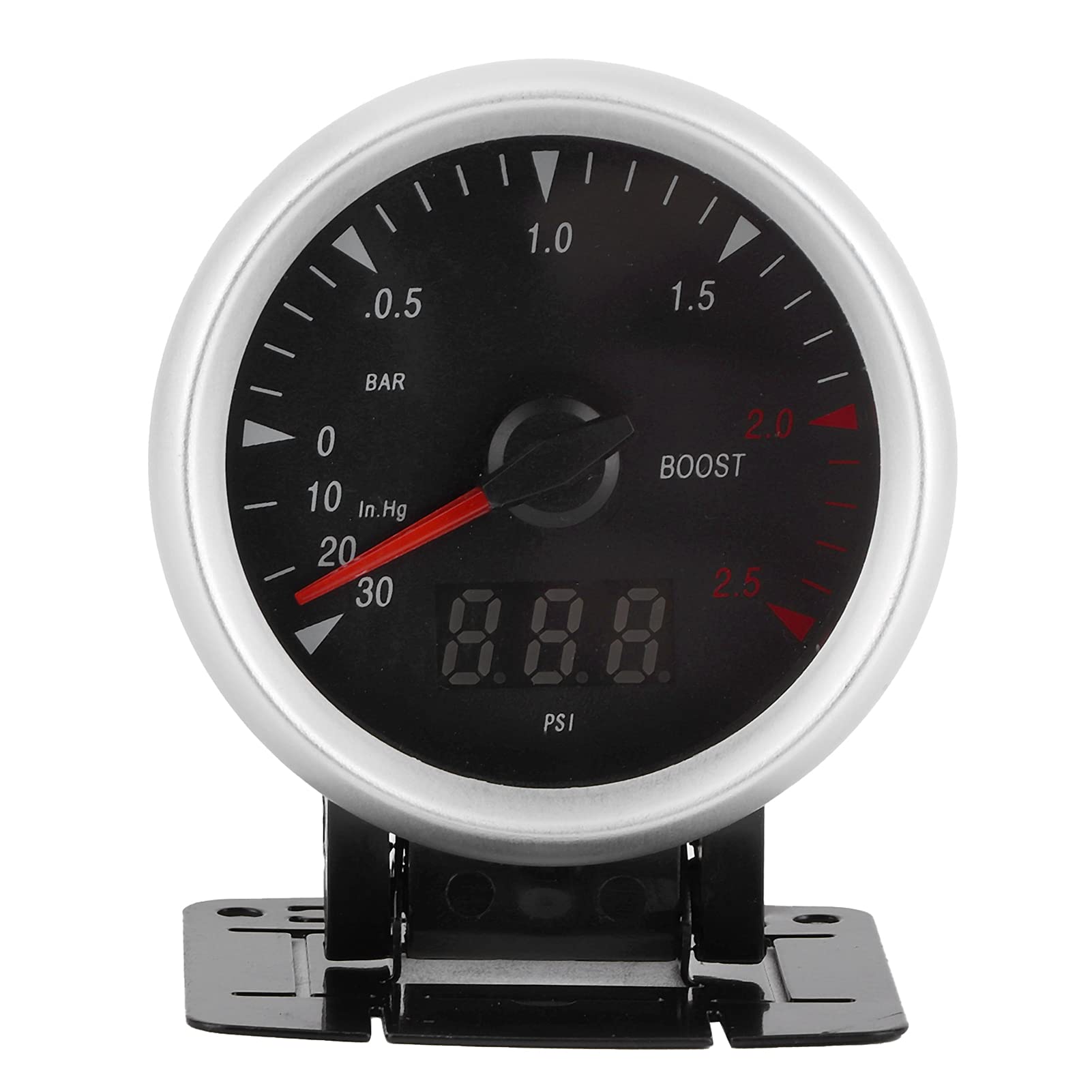 aqxreight - Manometro Turbo, 60 Mm / 2,5 Pollici 12V Indicatore Turbo Boost per Auto LED Universale -30-2,5 BAR Controllo Indicatore LED