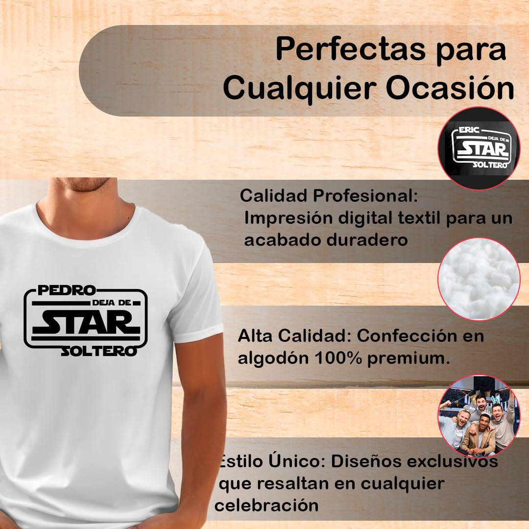 Camiseta despedida soltero personalizada con nombre | Pack 5 unidades | Novio | Equipo del novio | Regalo original y divertido