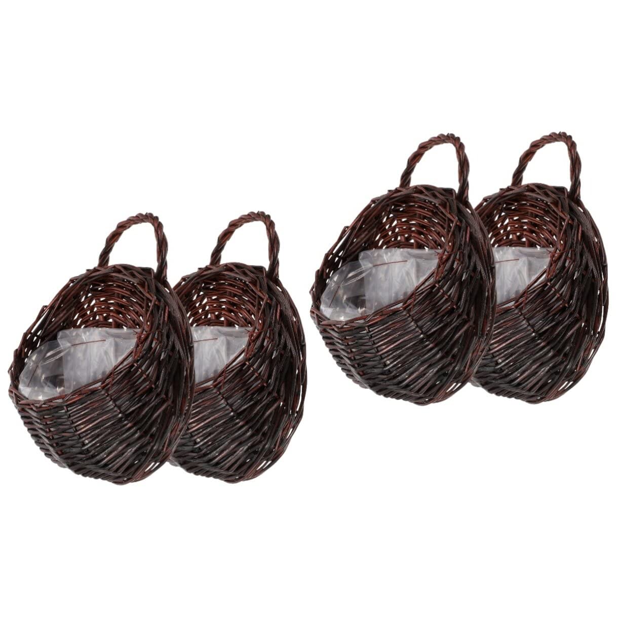 Cabilock 4stücke Hängender Blumenkorb Aus Geflochtenem Rattan Für Wanddekoration Für Pflanzen Blumen Vielseitig Einsetzbar Als Aufbewahrungskorb Oder Deko-Element Für Zuhause Garten
