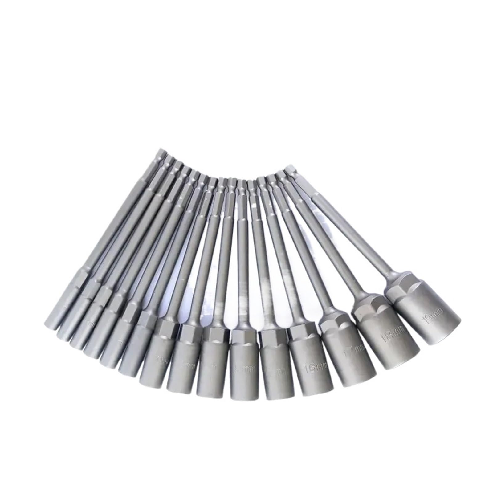 Xchiaueo 15Pcs 1/4Inch Hex Socket Set With 150Mm Length Nut Driver Drill Bit 5.5-19Mm Impact Adapter For Power Tools