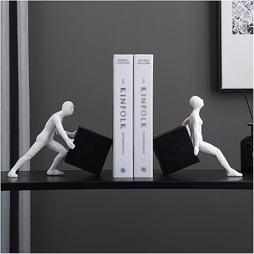 Nonskid Bookends Modern Home Decoration Bookends Art Figure Sokoban Bookends Living Room Bedroom Desktop Creative Resin Figurine Ornament Bookends