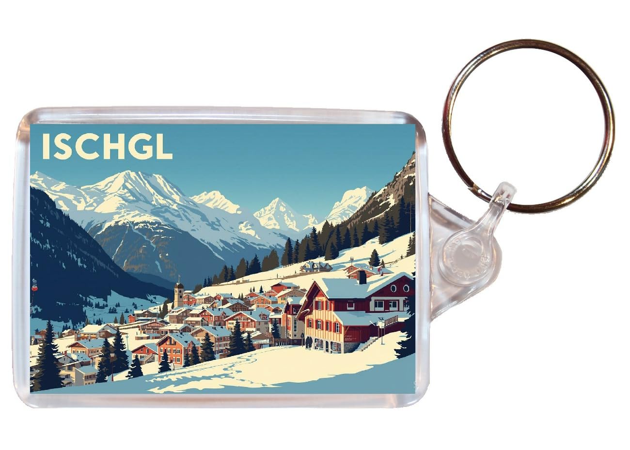Baked Bean Store Ischgl - Austria - Double Sided Keyring Artistic BBSKEY152