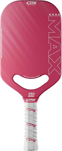 CPX MAX Sakura T700 - Raqueta alargada de fibra de carbono cruda, grado profesional, grosor de núcleo de 0.55 pulgadas, agarre cómodo estilo tenis,