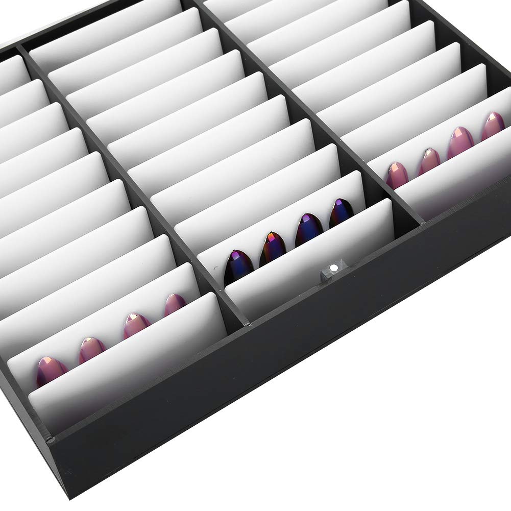 Vitrina de uñas a presión – Caja de almacenamiento de 24 x 19 x 4,5 cm con 44 ranuras para decoración de uñas para suministros Naand Nail ian a presión