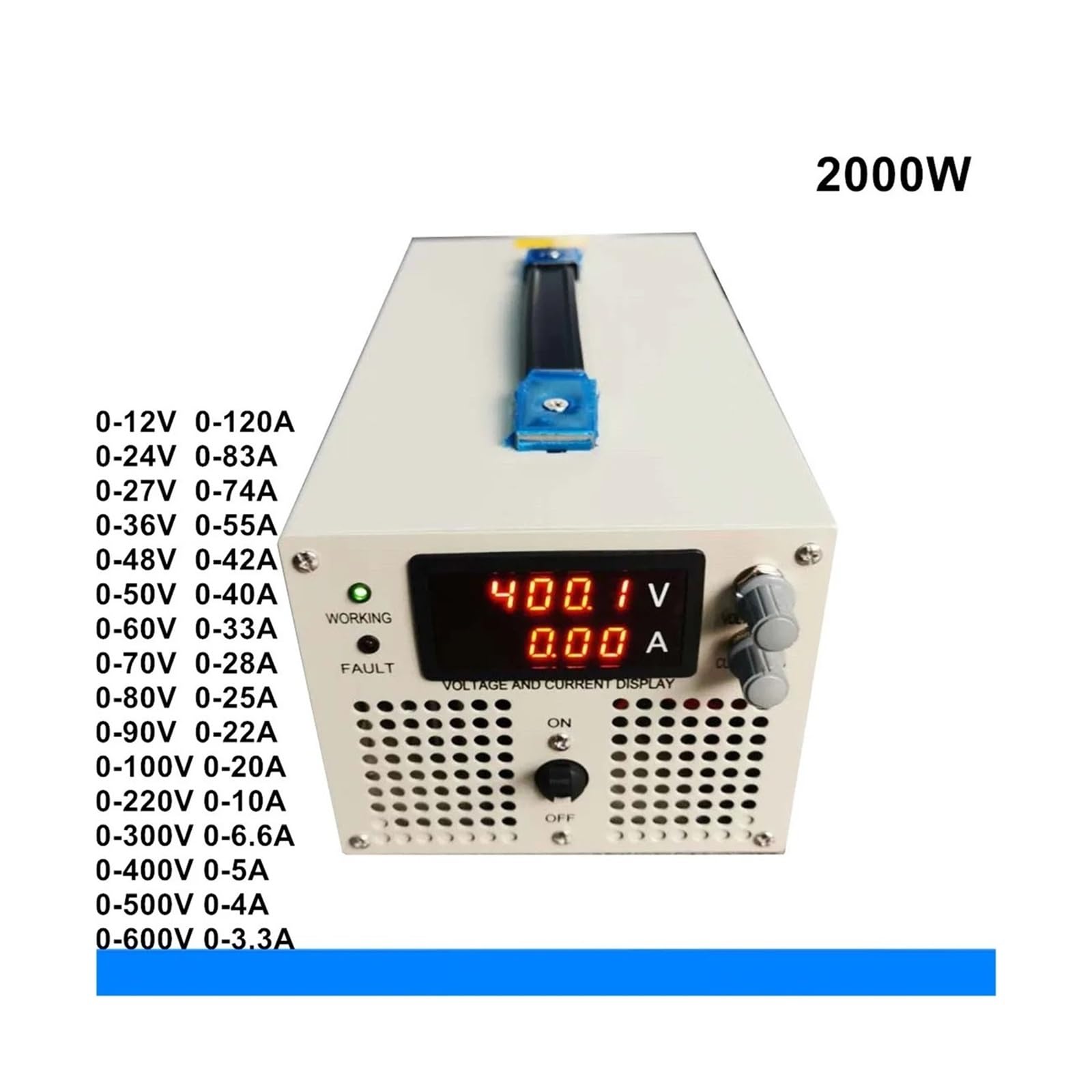 Zasilacz przełączany 2000 W, regulowane napięcie, 0-12 V, 24 V, 27 V, 36 V, 48 V, 50 V, 60 V, 70 V, 80 V, 90 V, 100 V, 110 V, 220 V, 300 V, 400 V (220 V, 0-200 V 0 V 0 V -10 A)