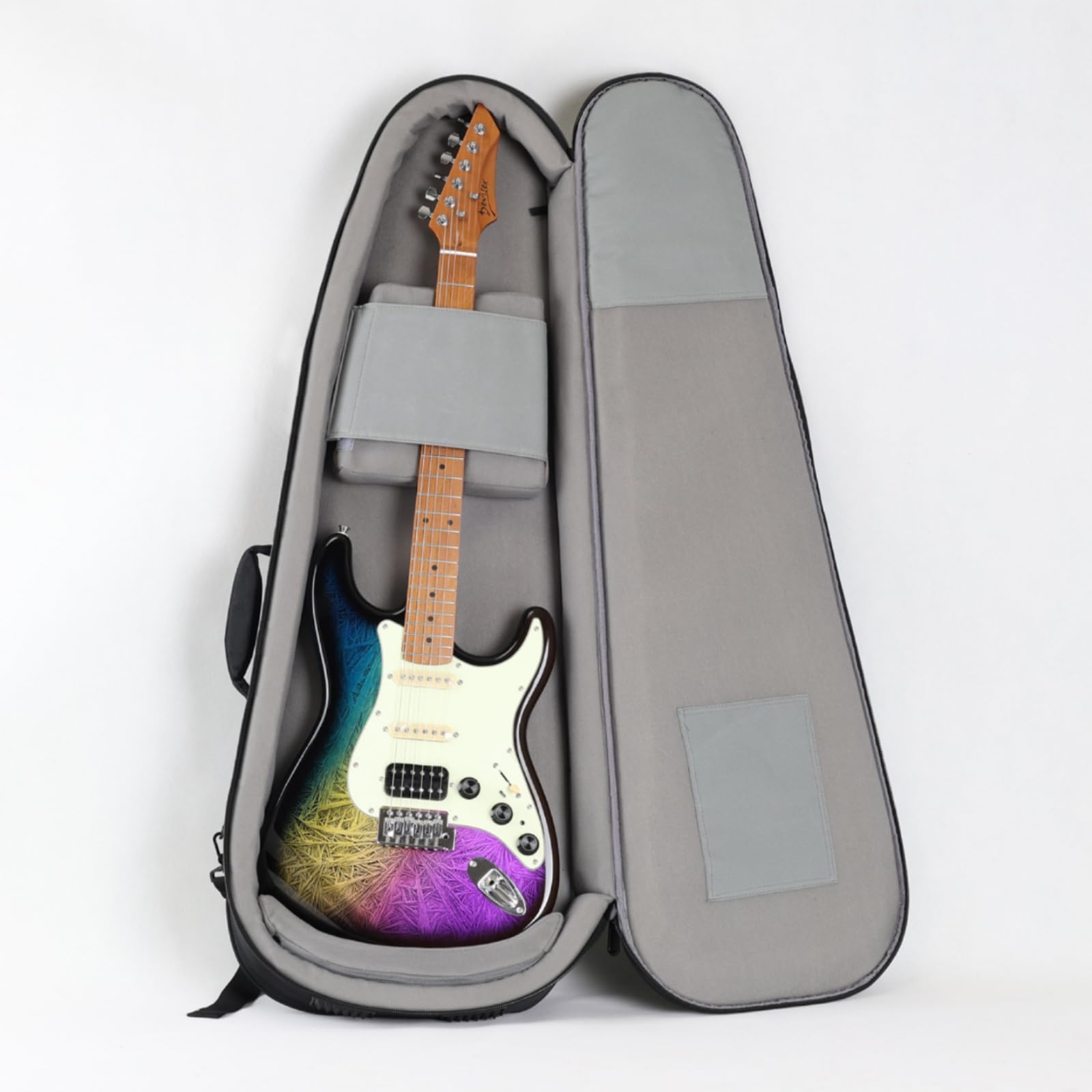 Qianly Funda Guitarra Eléctrica Cierre Completo Funda Guitarra Eléctrica Gancho Bolsa Acolchada, Negro