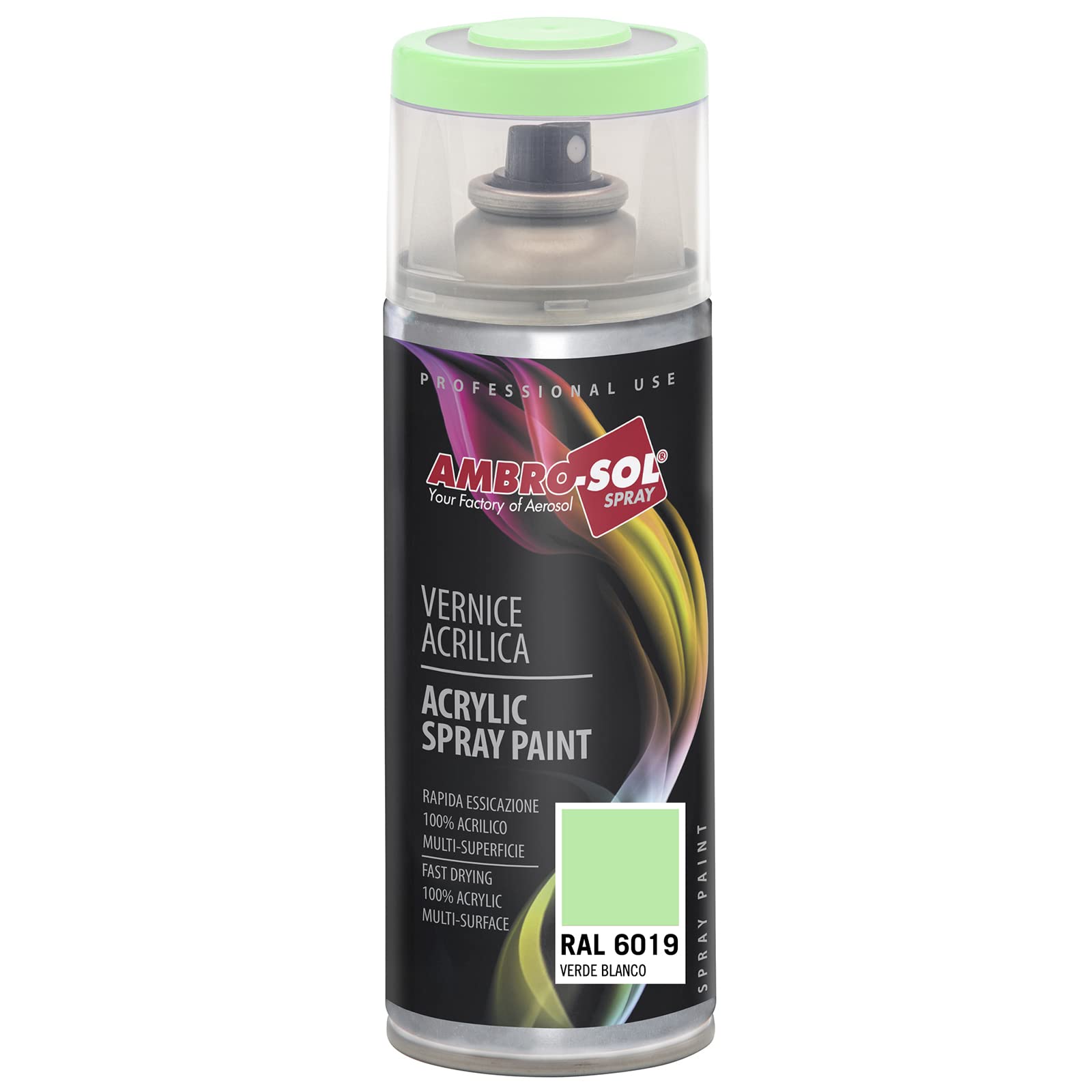 AMBRO-SOL - Pintura acrílica en spray, color Verde Blanco, RAL 6019, resultado profesional en múltiples superficies, exteriores e interiores, 400 ml