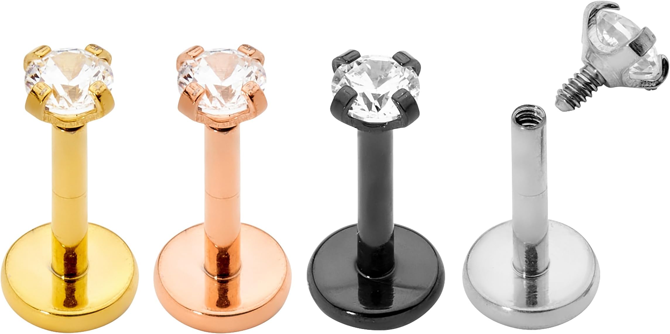 365 Sleepers 2PCS 18G Internally Threaded Gem Labret Titanium 6mm 8mm Monroe Lip Ball Tragus Septum Nose Helix Rook Cartilage Earrings Body Piercing Jewelry