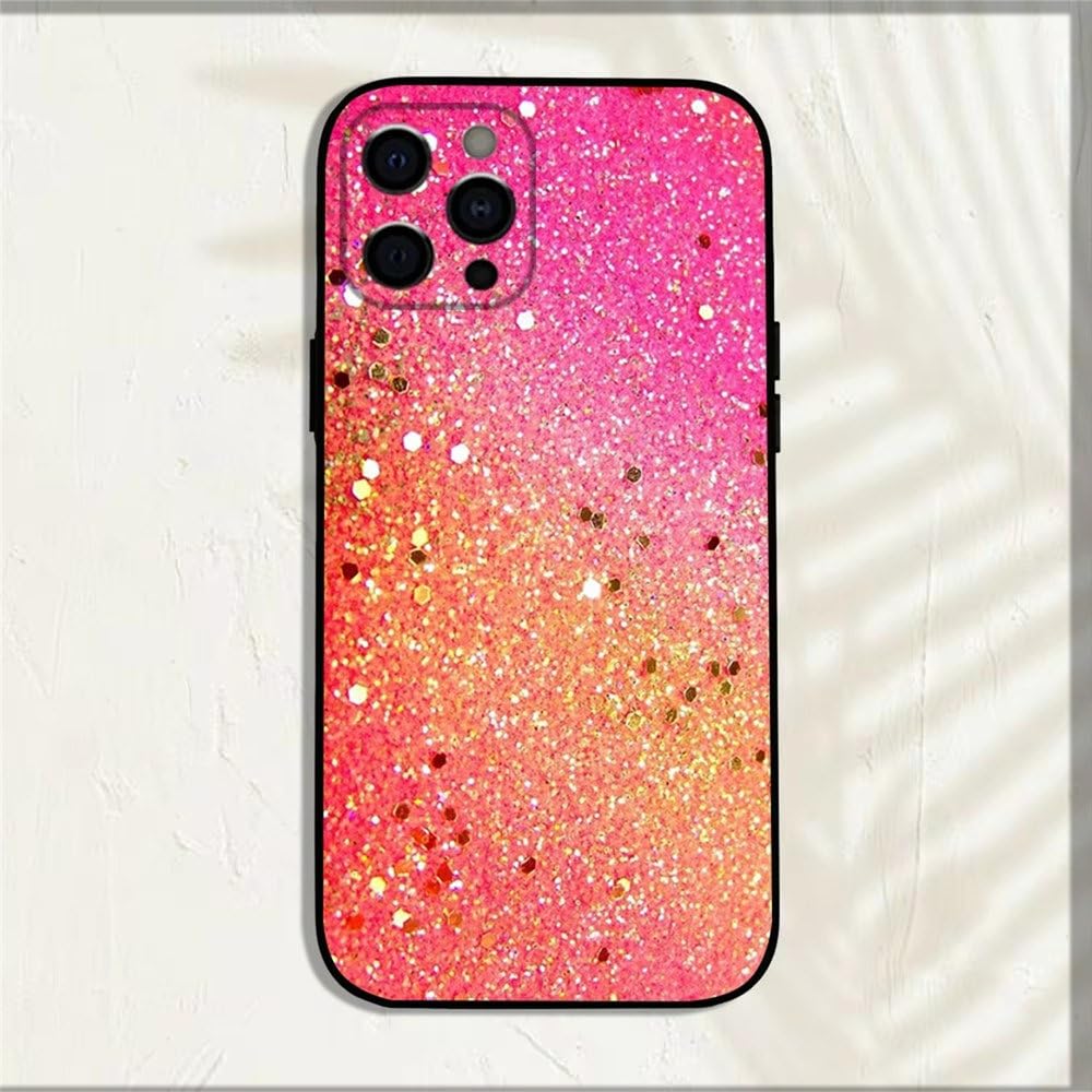 Amazon.co.jp: ピンクのグリッタークール電話ケース iPhone 16、15、14