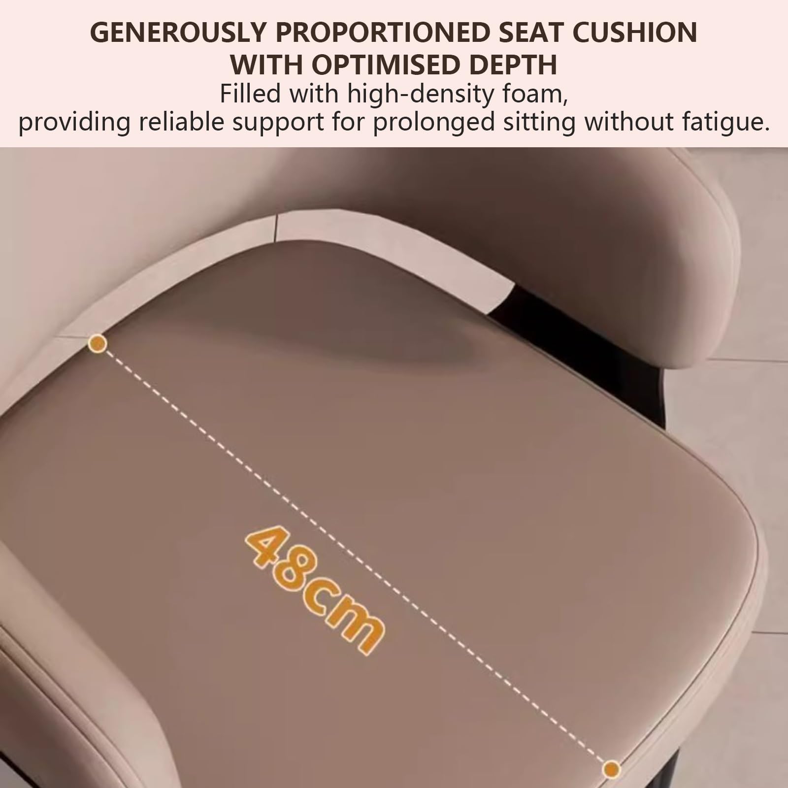 Zestaw tapicerowanych krzeseł do jadalni, nowoczesne krzesła kuchenne ze skóry PU, ergonomiczne zakrzywione oparcie, wytrzymałe metalowe nogi (khaki, zestaw 4 szt.)