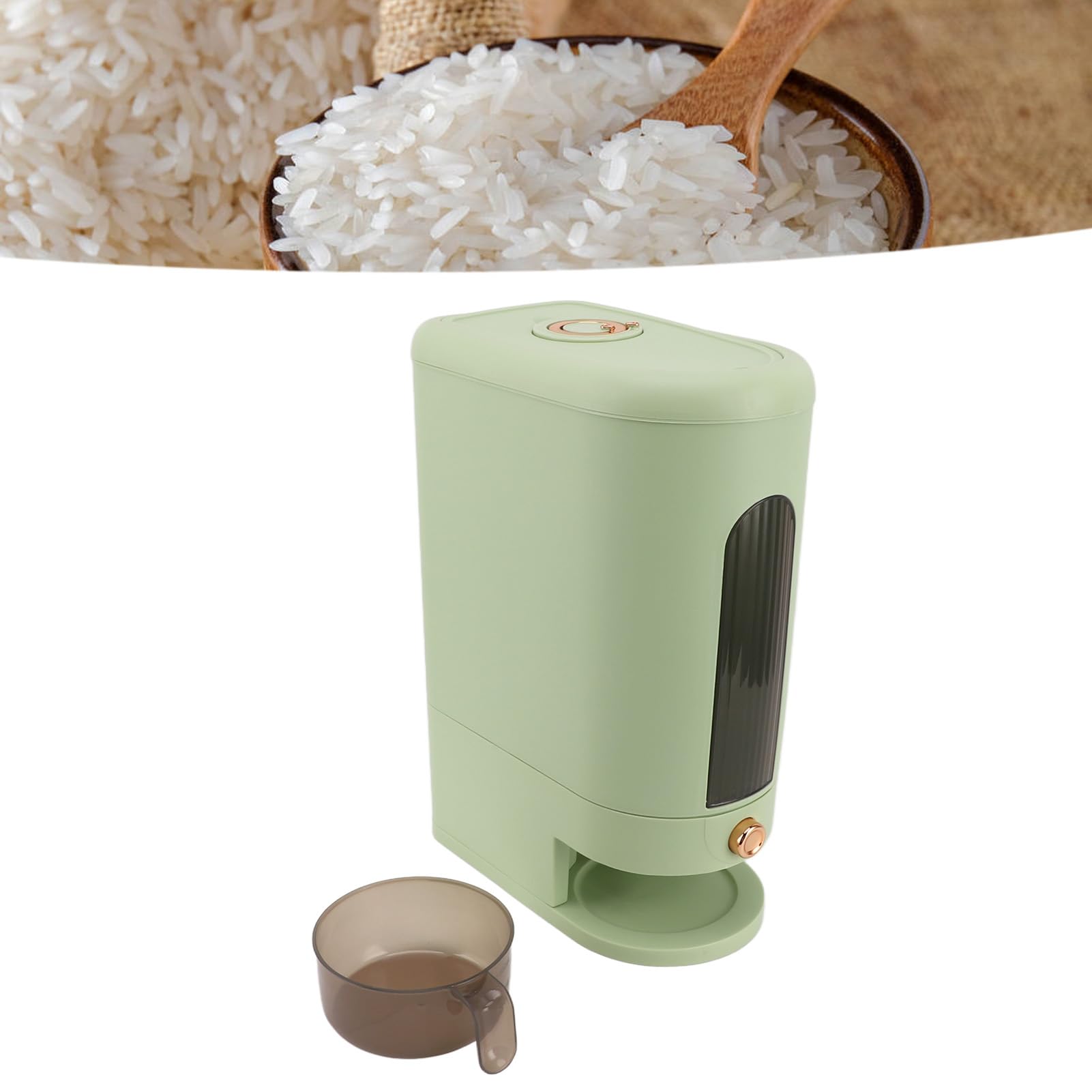 Dispenser Di Riso, Contenitore Per La Conservazione Del Riso Di Grande Capacità Finestra Trasparente Contenitore Ermetico Per Alimenti Secchi Per Farina Chicchi Fagioli Cr (green 20)