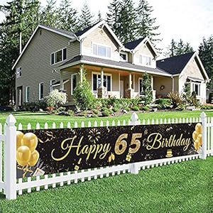 65. Geburtstag Mann Deko, Deko 65 Geburtstag Mann Frau, Geburtstagsbanner 65, 65 Geburtstag Deko Schwarz Gold, Banner 65…