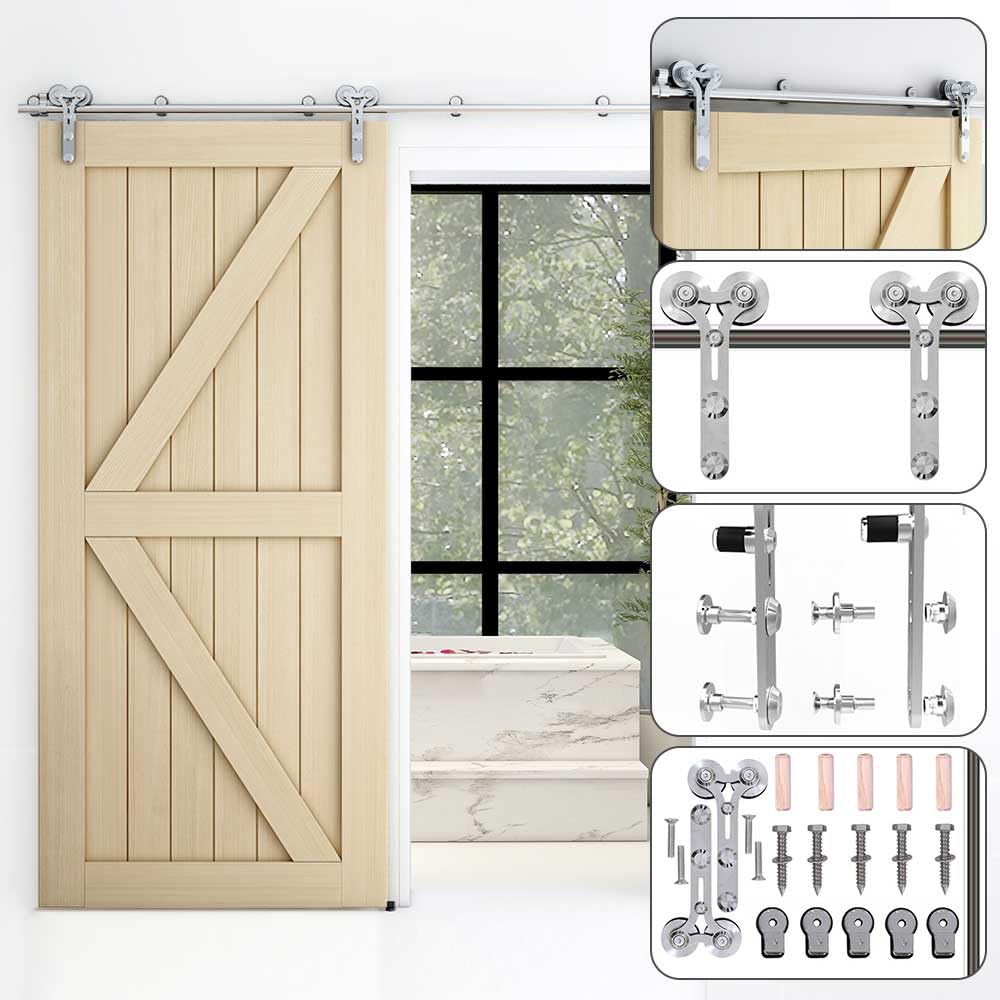 Kit complet pour porte coulissante - En acier inoxydable - En forme de Y - Argenté - 167 cm