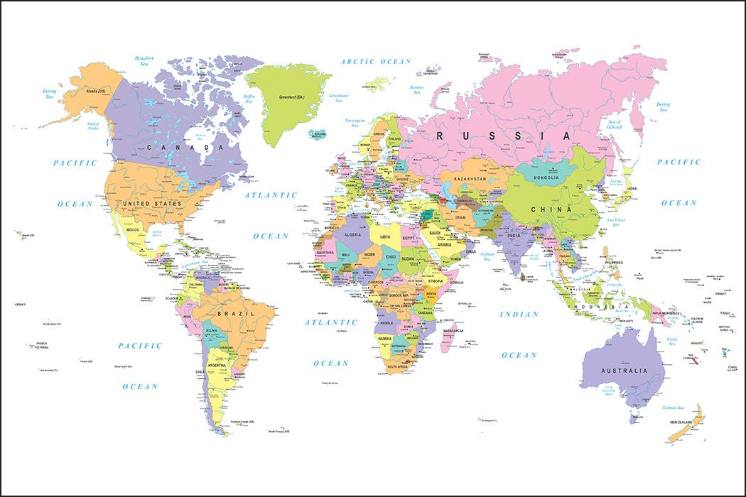 Muralo Fototapete Vlies Weltkarte, Erdkugel, Geografie - 240x360 cm