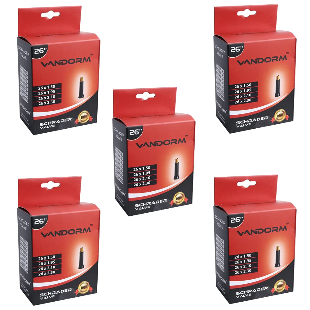 5 PACK Vandorm 26" x 1.50" - 2.30" Bicycle MTB Bike Schrader Inner Tube Pack
