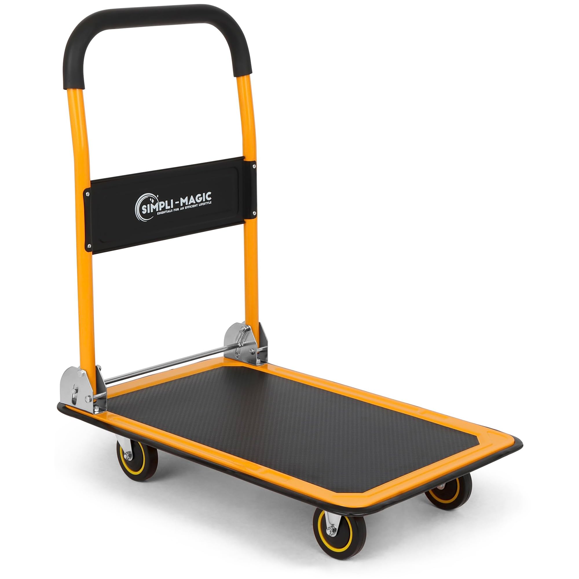 Simpli-Magic Push Cart Dolly, 330 LBS – Foldable Moving Platform Hand Truck – Easy Storage, 360 Degree Swivel Wheels Flat Bed Cart