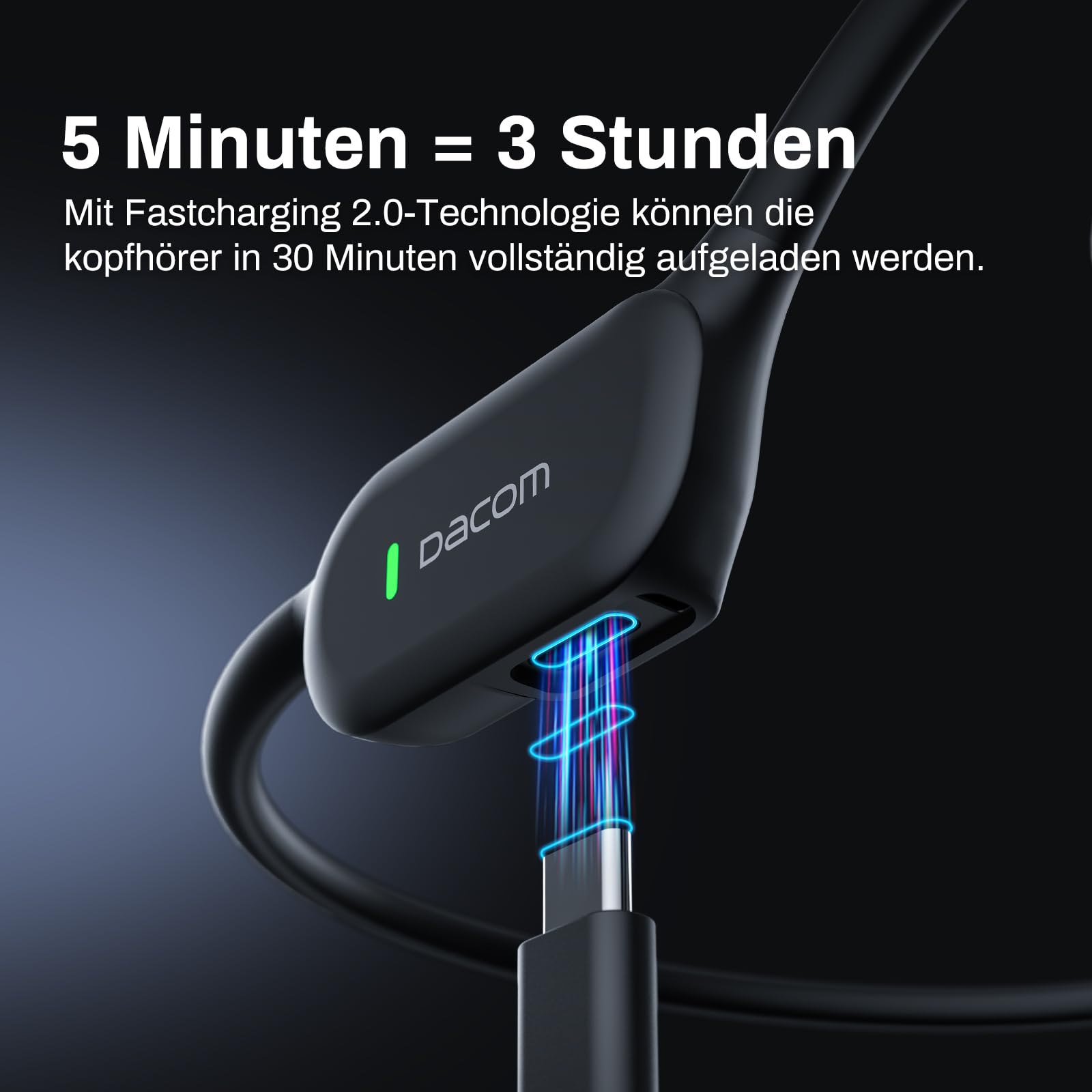 DACOM Słuchawki dźwiękowe kości Bluetooth 5.3 Open Ear bezprzewodowe słuchawki douszne IPX7 wodoszczelne słuchawki do uprawiania sportu, fitnessu i pływania