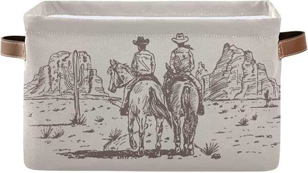 Multi-purpose Cube Storage Basket Western Desert Cowboy Organizer Bag
