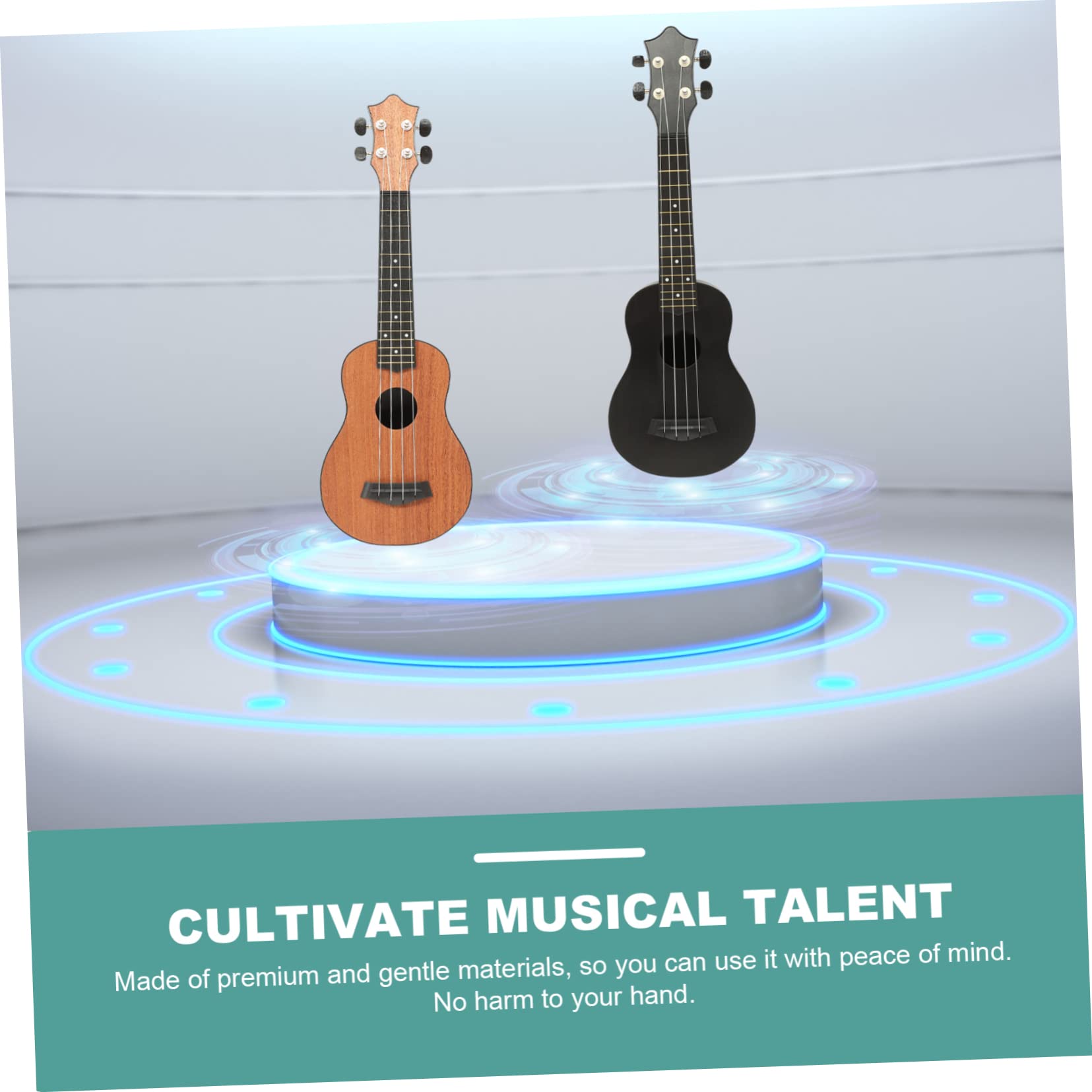 Ukulele Soprano in Legno e Fibra di Carbonio 4 Corde 21 Pollici per Principianti e Ragazzo Ragazza per Educazione Musicale e Pratica