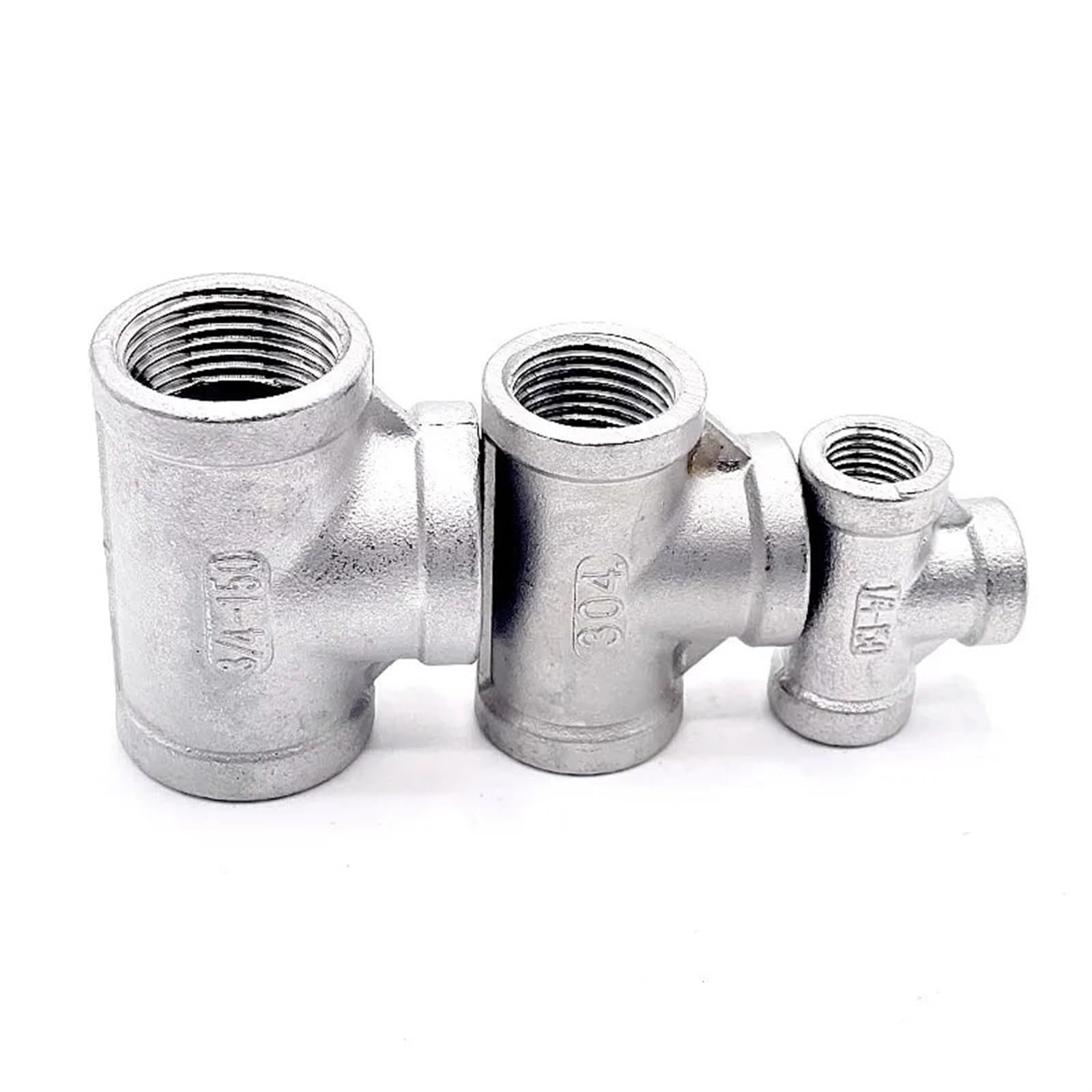 Conector en T de 3 vías Adaptador de Acero Inoxidable Rosca Hembra BSP Accesorio for tubería Agua en T 3 vías(2")