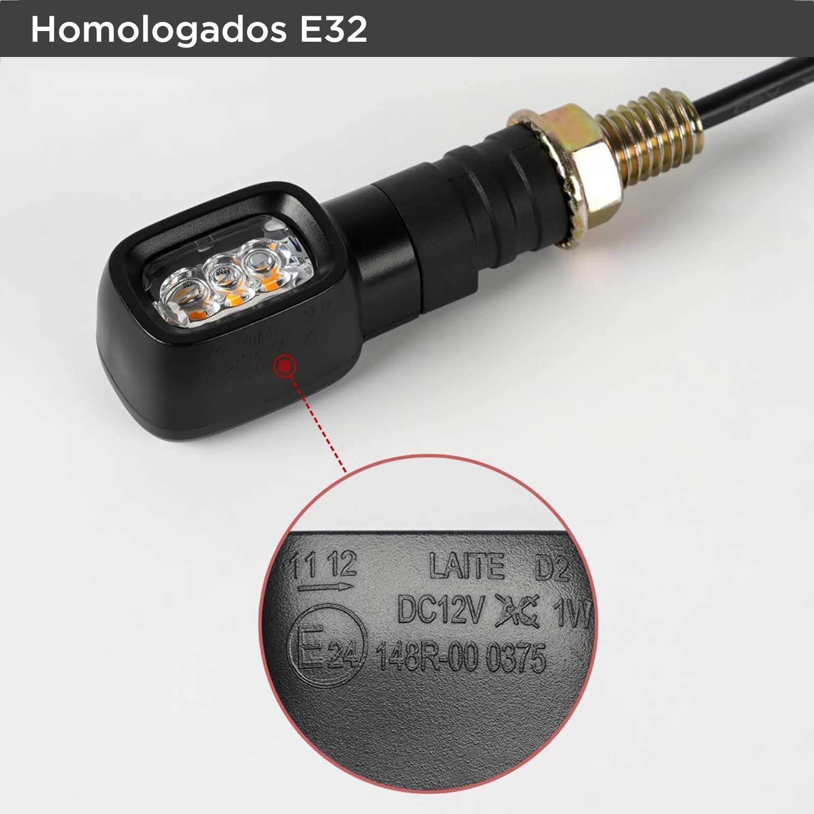 evermotor Mini Intermitentes Moto Homologados,12V, E24, Indicador de Motocicleta Rectangular, Impermeable IP67 (4 Piezas)