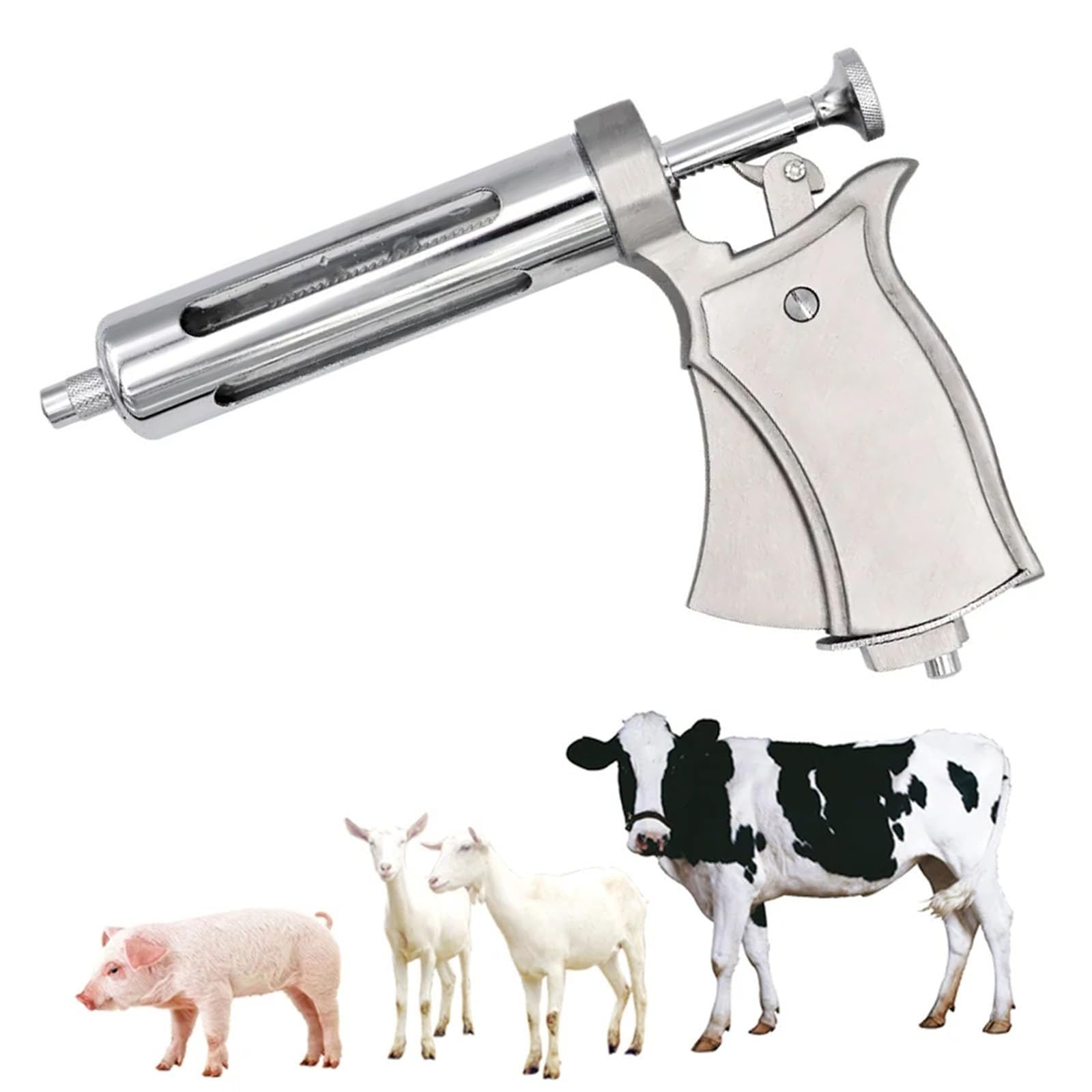 Pistola a siringa Continua Regolabile, siringa per Bestiame Pistola per iniettore per Animali Pistola per vaccinazione semiautomatica Attrezzature agricole per bovini suini Ovini